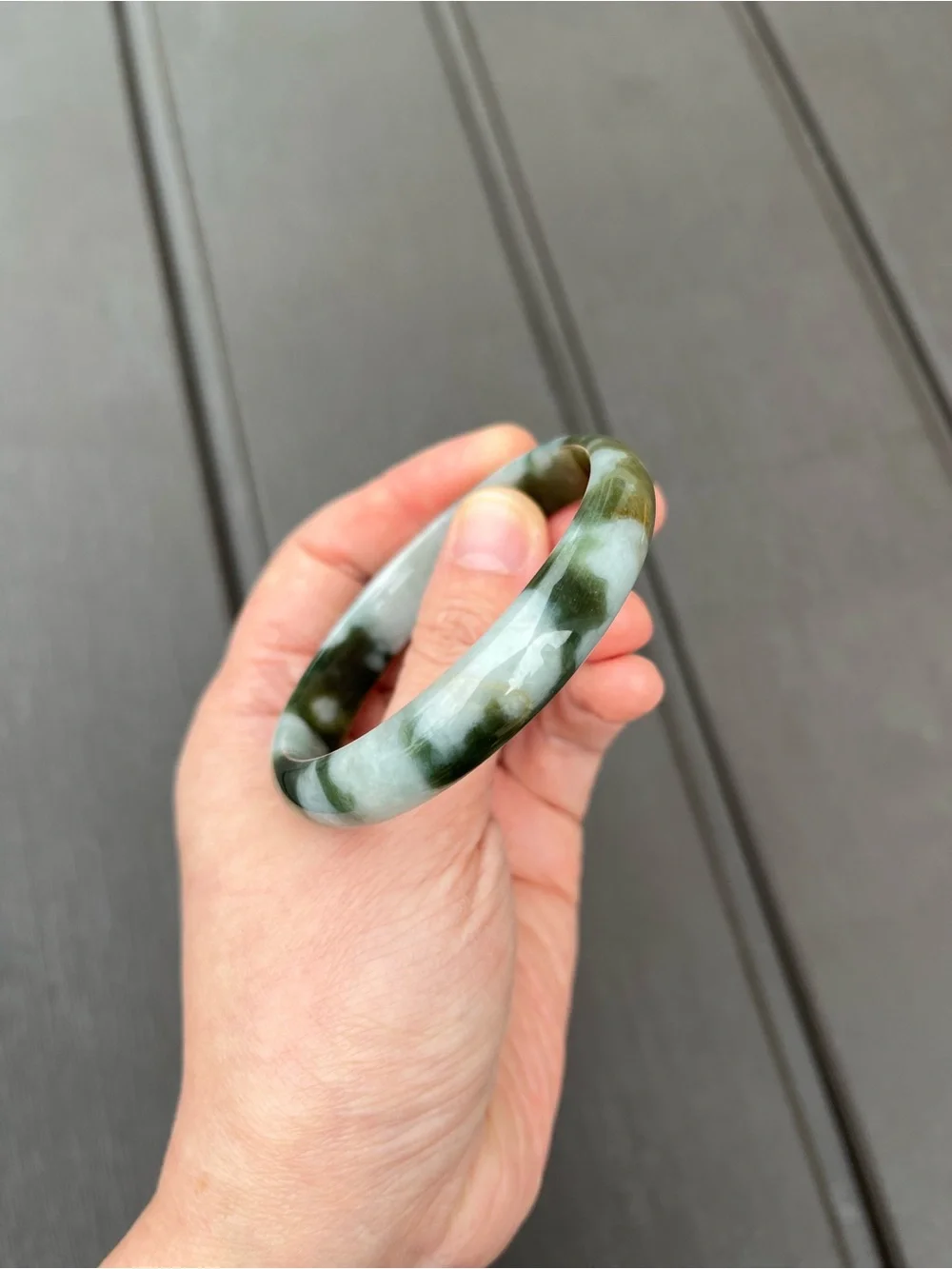 BW105-L 56.5mm Certified Untreated Grade A Burmese Jadeite Bangle Jade Bracelet